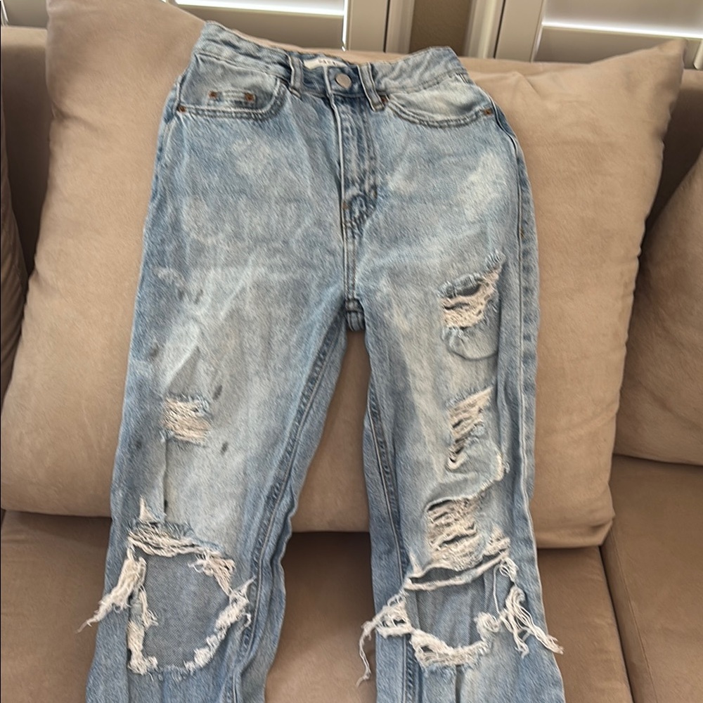 PacSun Blue Super Distressed Boyfriend Jeans